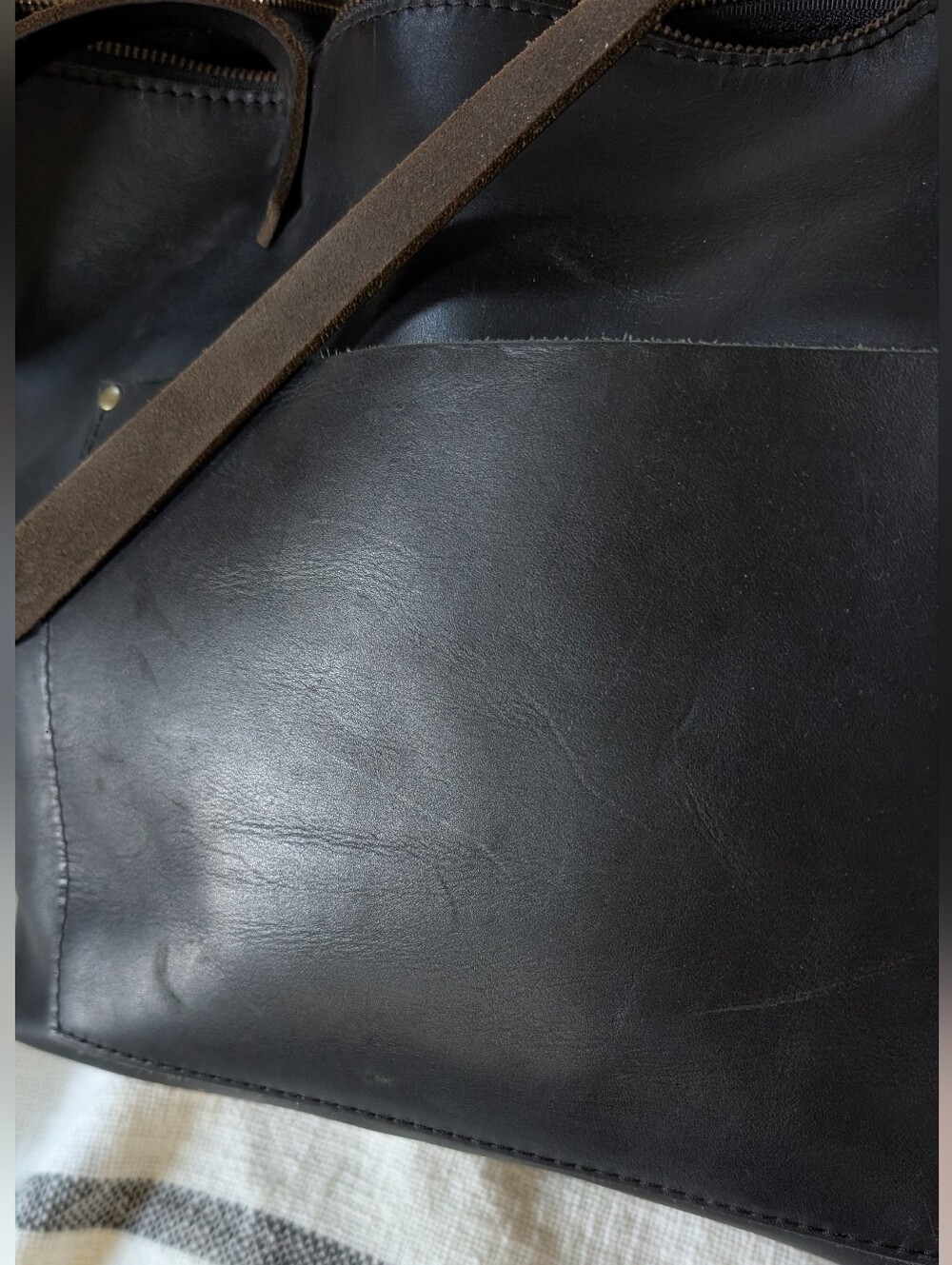 Portland Leather Goods Black Large Zippered Tote - Picture 3 of 9